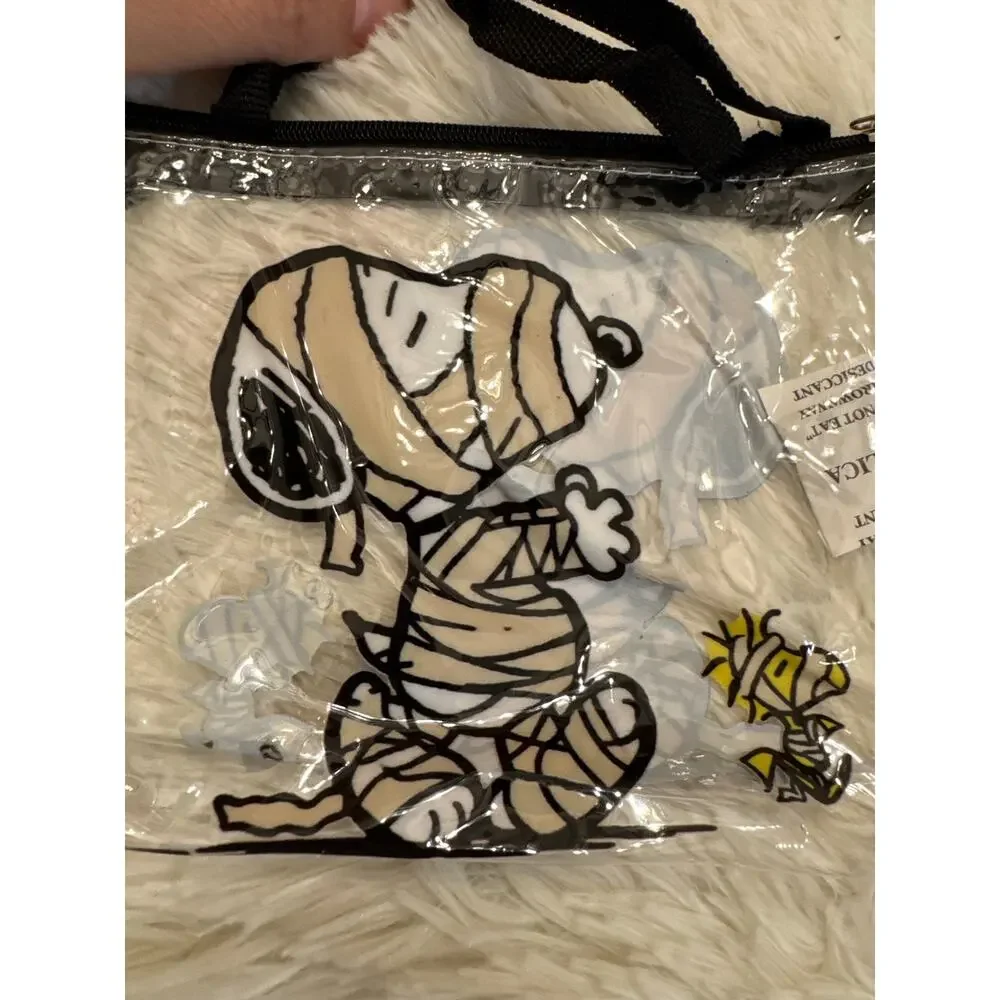 Snoopy & Woodstock clear Halloween mummy purse pouch bag with black white mummy